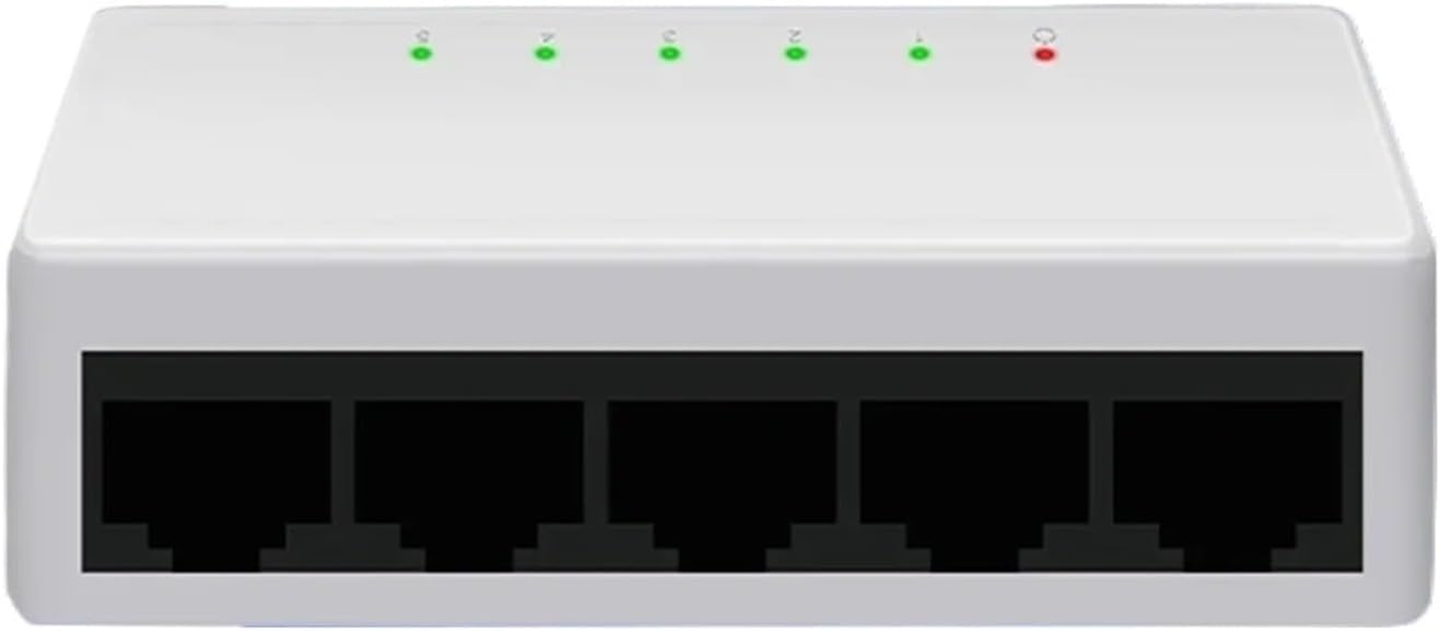 Ethernet Switch 5-Port Network Switch Desktop RJ45 10/100Mbps Adapter Fast Ethernet Bandwidth 1Gbps Auto MDI/MDIX