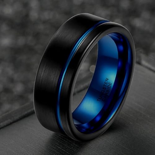 Bague tungstène homme brossé élégante - Alliance mariage luxe noir - 4
