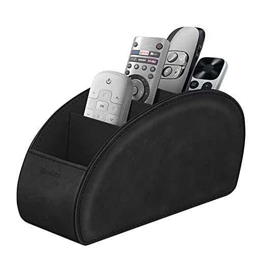 Remote Control Holder with 5 Compartments, KENOBEE Anti-slip Desktop Caddy Storage Organizer for Remote Controllers, Office Supplies, Makeup Brush, Media Accessories, Black