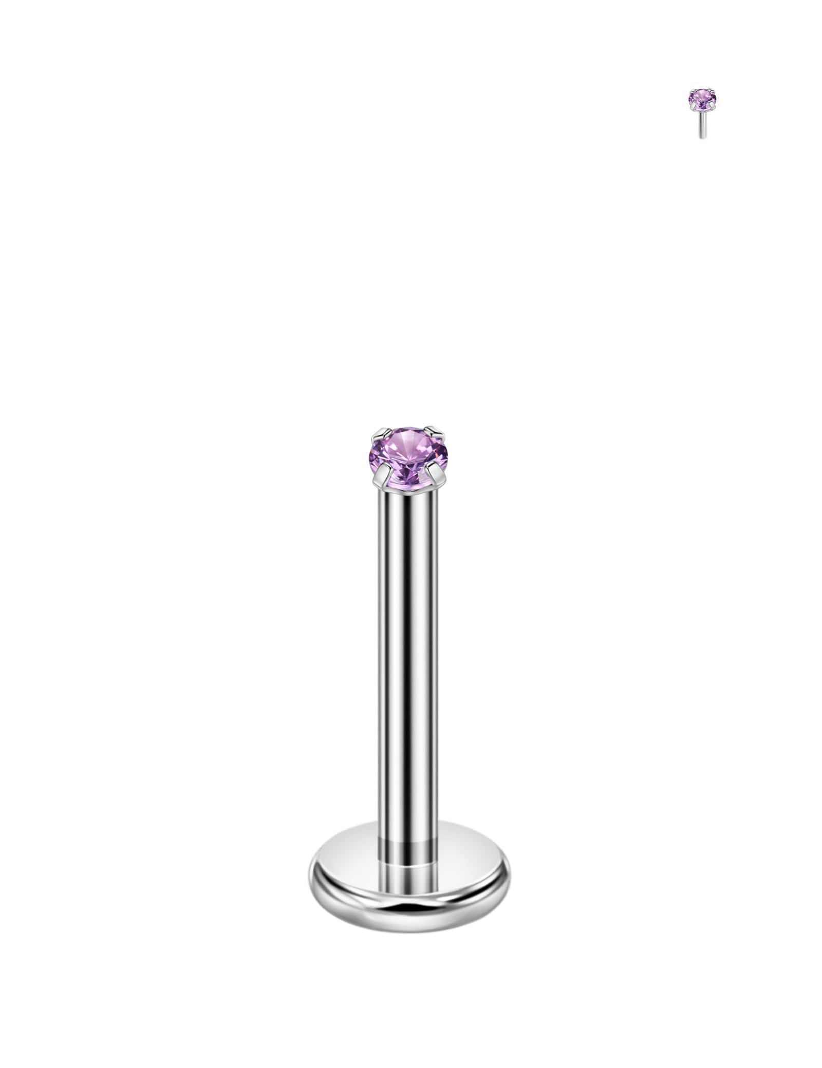 FANSING 316L Surgical Steel Threadless Push Pin Birthday Stone Labret Studs 16g