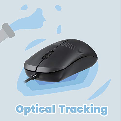 Perixx Perimice-503B Wired Optical Washable Mouse, Black (11419) #TOP4