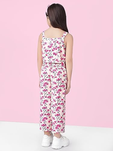 Image of Naughty Ninos Girls Pink Floral Top with Palazzos for 3 to 15 Years