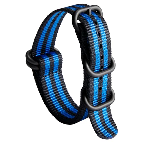 Image of BINLUN Premium Ballistic Nylon Watch Strap, Heavy Duty 5-Ring Replacement Watch Band with Stainless Steel Buckle, Durable & Comfortable Sport Band for Men Women, Fits 18-24mm