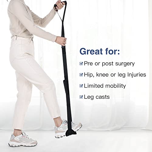 Multi-Loop Leg Lifter Strap 42 In Rigid Hand Strap Padded Foot Loop With 3 Hand Grips Aid Device For Recovering Getting In And Out Of Bed, Couch, Car And Wheelchair - For Adults,Elderly Women And Men #TOP6