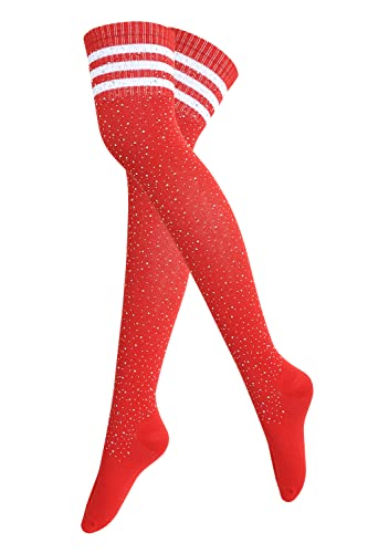 Image of Lookswe Womens Over Knee High Socks Sexy Sparkle Rhinestone Stockings Long Casual Socks