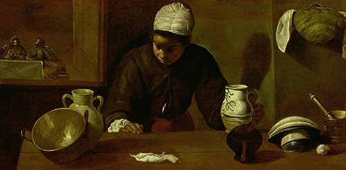 Cuadro en lienzo de Velázquez: Sirvienta de cocina, pintura mural para dormitorio (60x90cm)