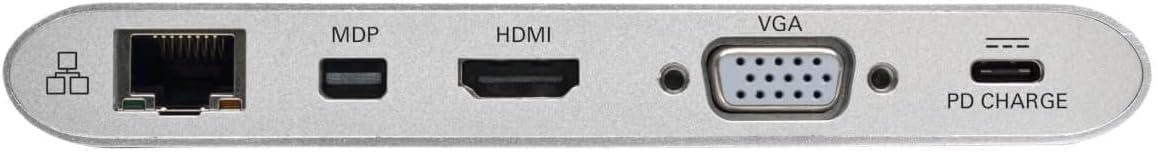 Tripp Lite USB-C Docking Station for Dual Monitors, 4K @ 30 Hz HDMI, Mini DisplayPort mDP, VGA, Gigabit Ethernet, Memory Card, 3.5mm Audio, 100W USB-C PD Charging, 3-Year Warranty (U442-DOCK1)