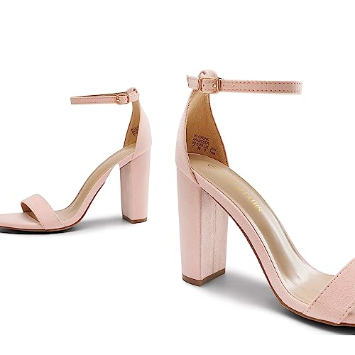 DREAM PAIRS DREAM PAIRS Women's Hi-Chunk Pink Suede High Heel Pump Sandals - 10 M US
