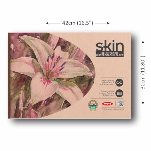 Image of Anupam Skin Toned Watercolour Paper Pad - Beige Toned - Cold Press Paper - 225 GSM - 15 Sheets - A3