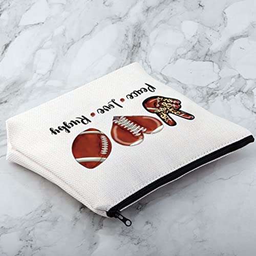 Funny Rugby Cosmetic Bag - Peace & Love Design - Perfect Rugby Fans Gift, Peace Love Rugby - Image 4