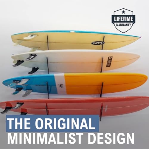 Image of StoreYourBoard Surfboard Wall Mount Rack, Holds 4 Boards, Padded Arms
