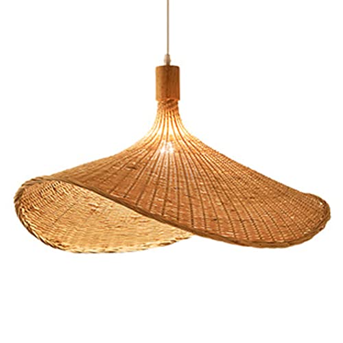 CSSYKV Araña De Bambú De Estilo Chino Lámparas De Estilo Japonés Restaurante del Sudeste Asiático Personalidad Creativa Sombrero De Paja Lámpara De Escalera Pantalla De Mimbre Tejida Lámpara De Ratán Cover