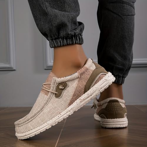 Men's large-sized casual loafers, comfortable and anti-slip slip-on breathable sports shoes, loose-fit canvas upper, spring and summer style, suitable for driving, outdoor hiking and other activities.4