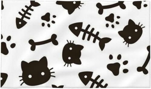 猫の肉球柄 (4) フェイスタオル 速乾 吸水 大きめ ふわふわ 柔らかい 毛長 厚手 柔らか 耐久性 家庭用/出張/ギフト かわいい キャラクター グッズ 40x70cm