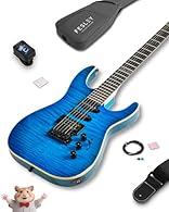 PREMIUM TONEWOODS FOR SUPERIOR SOUND: The Fesley solid body electric guitar showcases a striking AAA flame maple top, adding both visual allure and exceptional tonal clarity. Paired with a lightweight poplar body, it produces a well-balanced, resonan...
