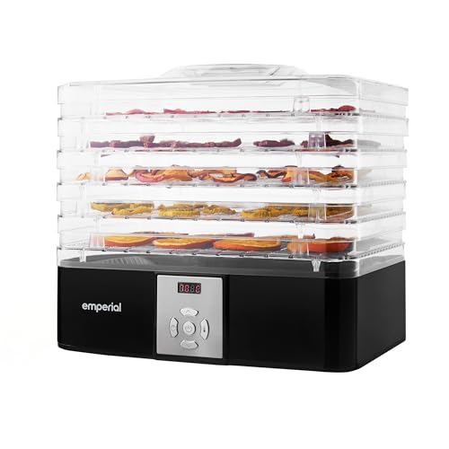 Emperial Food Dehydrator | Digital Electric Food Dryer with Timer | For Fruit Meat Jerky Vegetables & Healthy Snacks | Adjustable Temperature 3570C | 5-Tier BPA-Free Trays | 240W