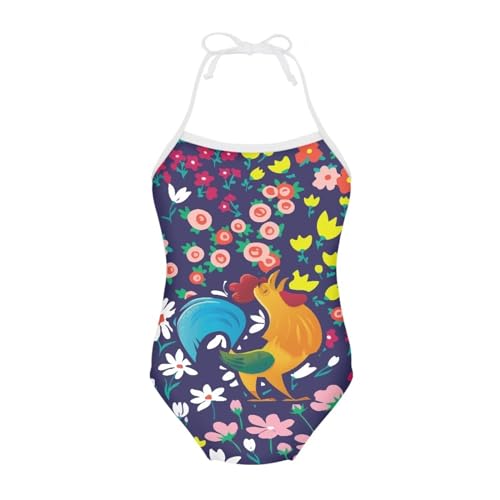 Image of One Piece Swimsuit for Girls Beach Bathing Suit Halter Straps Sports Swimwear for 1-10 Year Toddler Kids