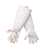 Worth Gartenhandschuhe Rosenhandschuh mit langem Unterarm und Ellenbogenschutz für Damen aus Schweinsleder Arbeitshandschuhe (1 Paar, Medium)