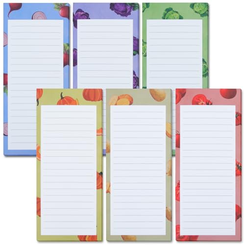 FLIPPED 6 Pack Magnetic Notepads for Refrigerator，Notepads Grocery List Magnet Pad for Fridge,Full Magnet Back Design Notepad for Grocery List, Shopping List, To-Do List, Reminders (Multiple Colour)