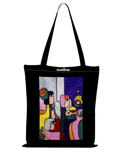 Image of TrendoPrint Canvas Tote Bags for Women with Zip, College Bag for Girls, 100% Organic Cotton Tote Bag for Shopping, Travel & Beach