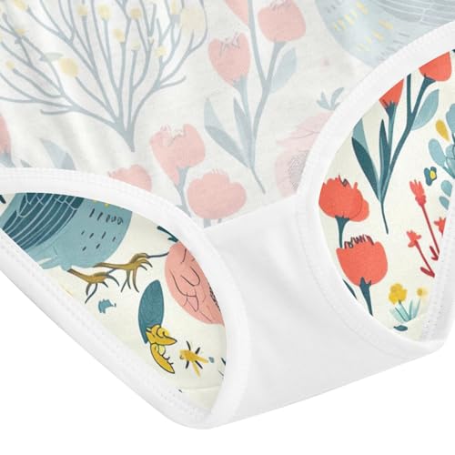 Toddler Girl Panties, Spring Floral Birds Girls' Cotton Brief Underwear, 2T–8 Years4