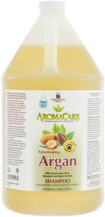 PPP AromaCare Rejuvenating Argan Shampoo for Dogs - Repairs Dry and Brittle Coats - Leaves Fur Silky & Shiny - 1 Gallon