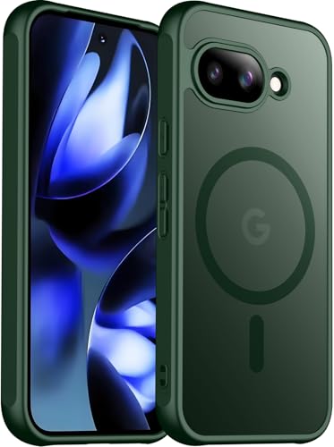 Coque Google Pixel 9A magnétique mate fini anti-traces vert