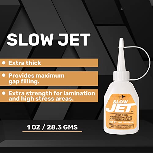 Jet Glue Slow Jet - Thick Industrial Strength Ca Glue - Gap Filler Super Glue - Perfect For Heavy Duty Glue Bonding #TOP6