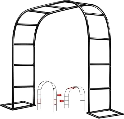 Garden Arch Trellis for Climbing Plants Outdoor Wedding Arches for Ceremony Black Metal Garden Arbor Indoor Garden Arches for Party Decoration 7.9ft Wide X 6.4ft High (Brown)