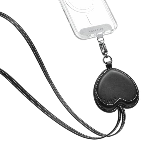 [CASETiFY] BioVeg あふれる合成皮革 ハート ロープ スマホショルダー - ブラック