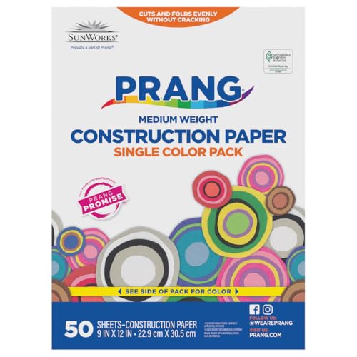 Image of Prang Construction Paper, 9 inch x 12 inch, Bright Blue, 50 /Pack, 50 Packs | Formerly SunWorks, Class Pack, 2500 Sheets Total, P7503
