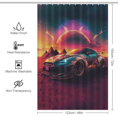 Rideau de douche voiture de sport imperméable 122x183 cm - 4