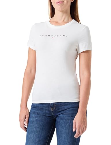 Tommy Jeans Tjw Slim Linear Tee Ext Dw0Dw18398 T-Shirt S/S, White (Ancient White), M Femme