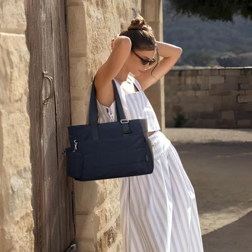 Image of Roulens Tote Bag for Women 2 Set Puffer Tote Bag with Adjustable Top-handle, Quilted Shoulder Handbag for Work /Travel