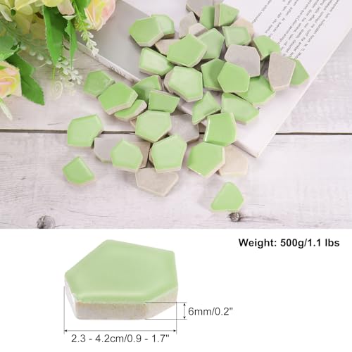 uxcell 500g/1.1LB Irregular Ceramics Mosaic Tiles, 2.3-4.2 cm Bulk Stained Ceramic Mosaic Pieces Stones Mosaic Kits for DIY Art Craft Projects Home Decor, Green by uxcell - Used condition - Image 2