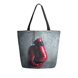 Rote Boxhandschuhe zum Aufhängen an der Wand als Ruhestandskonzept, Canvas-Schultertaschen, wiederverwendbare Einkaufstasche, Frauen, große lässige Handtasche für Einkaufen, Reisen, Outdoor