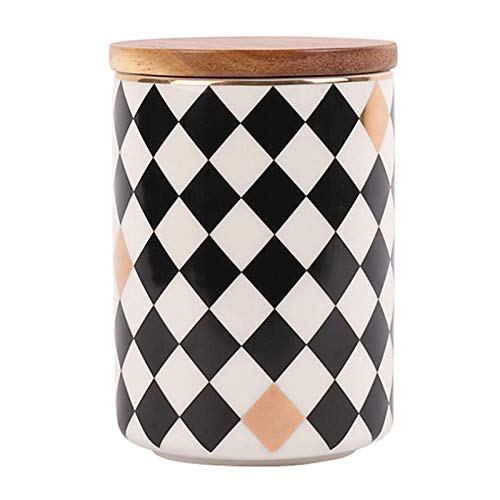 Recipiente hermético para almacenar Alimentos, con Bolsa y Tapa de Madera, diseño Moderno, de cerámica portátil para Servir café, Chocolate, Galletas, té y Juego para 4.