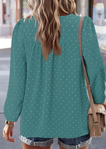 BETTE BOUTIK Womens Boho Fall Long Sleeve Shirts Crewneck Dressy Casual Blouses Trendy Flowy Tops