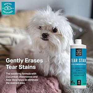 Tear stain remover for dogs  4 fl oz solution for white dogs  all other dog breeds  eliminates unsightly eye tear stains for dogs  cats   cucciolini doodles