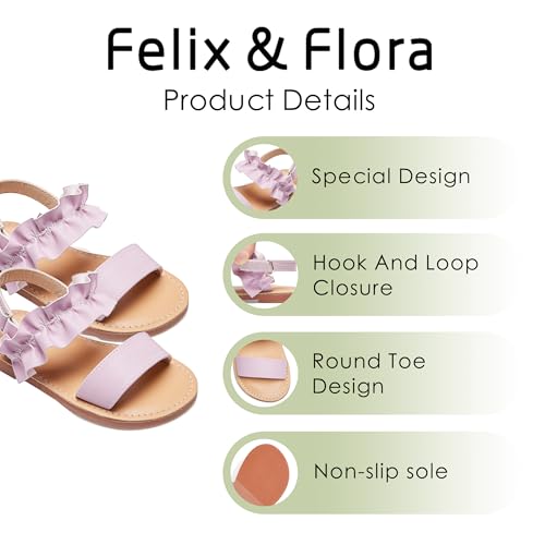 Image of Felix & Flora Toddler Girl Sandals - Little Girl Easter Dress Shoes Lightweight Open Toe Beach Holiday Flats