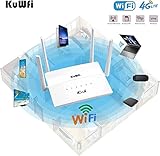 KuWFi Dual Band 4G Router with SIM Slot, 750Mbps Modem Router with SIM Card, 2 LAN Ports, 4 High Gain Antennas, WiFi Modem with VPN, APN, FDD and TDD, SIM Plug&Play, Up to 32 User, Home/Office - Image 2