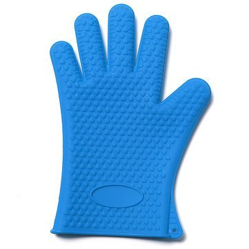 3NH Thicken Silicone Heat Resistant Grilling Antiskid Bbq Cooking Protective Gloves-Dark Blue : Blue