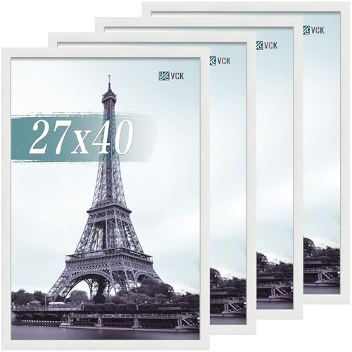 Image of VCK 27x40 Poster Frame White 4 Pack, Wide Thick Wood Border, for Prints