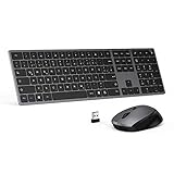 [page_title]-seenda Tastatur Maus Set, 2.4G Kabellose Dünne Tastatur mit Ziffernblock, kompatibel für PC, Laptop, und Android TV, Deutsch QWERTZ Layout, Space Grau