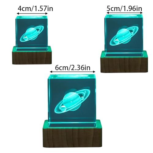 Lámpara de mesa cristal noche 6cm Cubo color USB LED miniatura 2