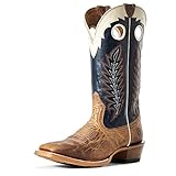 Ariat BMVY9 Mens Real Deal Western Boot Dusted Wheat/Navy 9.5