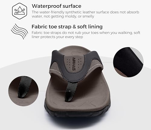 Mens Arch Support Walking Flip Flops Durable Comfort Outdoor Thong Sandals for Men Non Slip Summer Beach Sandals3