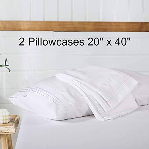 Abakan Bed Sheet Set King Size Super Soft 4 Piece Bedding Sheet Smooth Microfiber 1800 Thread Count Luxury Premium Cooling Sheets Breathable Fade Resistant Deep Pocket (King, White)