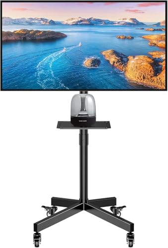 FORGING MOUNT Soporte TV Ruedas para TVs Planos y Curvos de 23 60 Pulgadas, Soporte TV Pie con Ruedas Móvil con Inclinación y Estante para Medios, hasta 40 kg, Máx. VESA 400x400mm