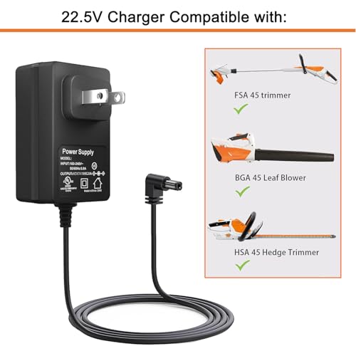 22.5V 0.65A Adapter for stihl fsa45 HSA45 Cordless Hedge Grass Trimmer BGA45 Leaf Blower fsaHSA BGA 45 18V Li-ion Battery Replacement LK 45 4511-400-5602 4511-400-5603 Adapter Charger